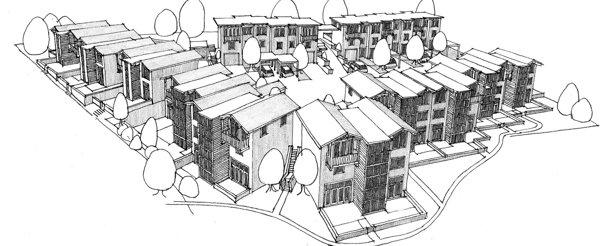 Housing Scheme Concept Sketch by Michael Wyatt